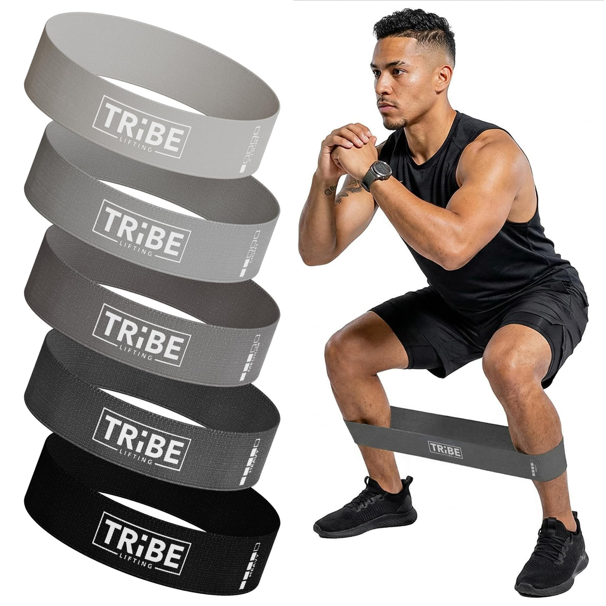 Fabric Resistance Bands for Working Out, 5-Band Set for Legs and Glutes