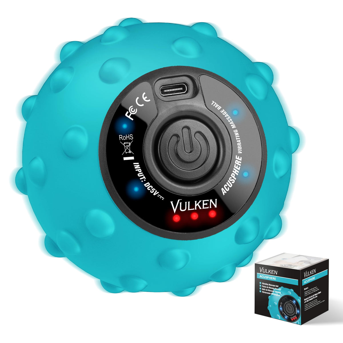 Vulken Vibrating Massage Ball with SphereStrap, Hands-Free Back Massager