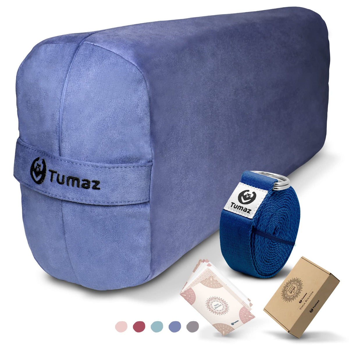 Tumaz Yoga Bolster Set, Rectangular Yoga Bolster with Washable Cover