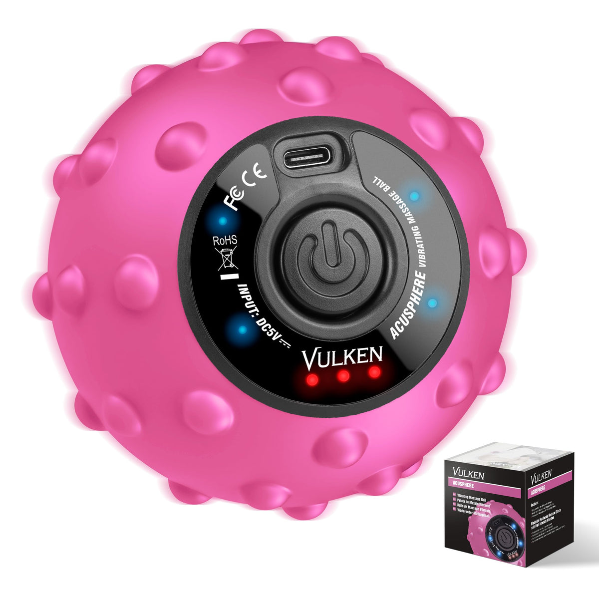 Vulken Vibrating Massage Ball with SphereStrap, Hands-Free Back Massager