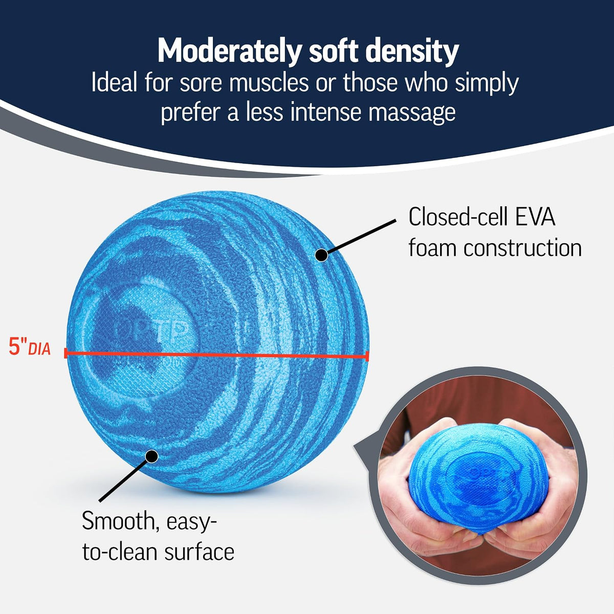 OPTP PRO Soft Release Ball – Foam Massage Ball, Soft Density, Blue, 5"