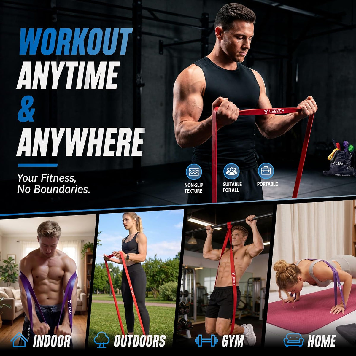 LEEKEY Resistance Bands Set for Pull Up Assistance & Exercise