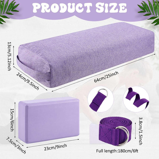 4 Pcs Yoga Bolster Pillow Blocks with Strap Set