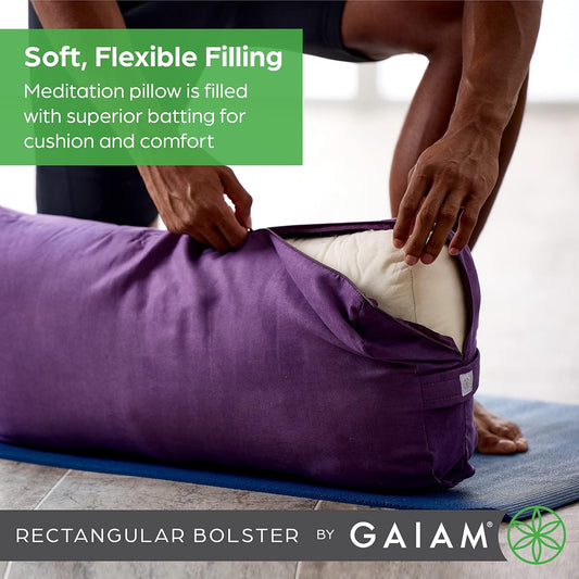 Gaiam Yoga Bolster Pillow, Supportive Cushion for Restorative Yoga