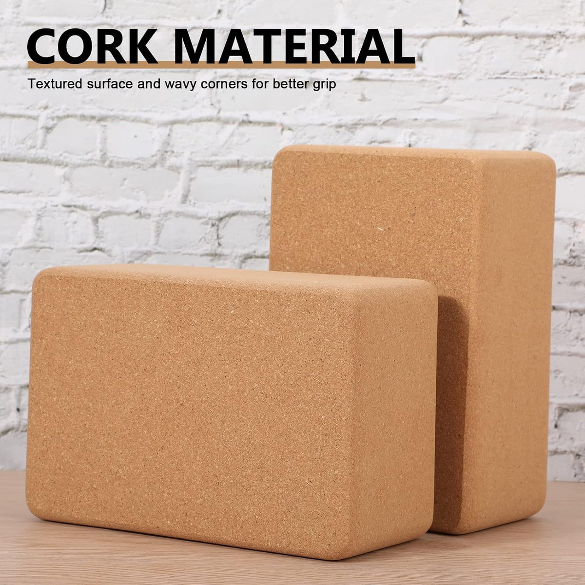 Leitee 4 Pcs Cork Yoga Blocks, 9 x 6 x 4 in Non Slip Bricks