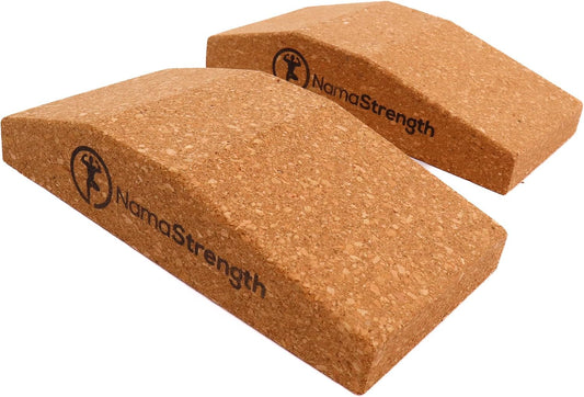 Cork Yoga Wedge Block - Non-Slip Wrist Support, Set of 2
