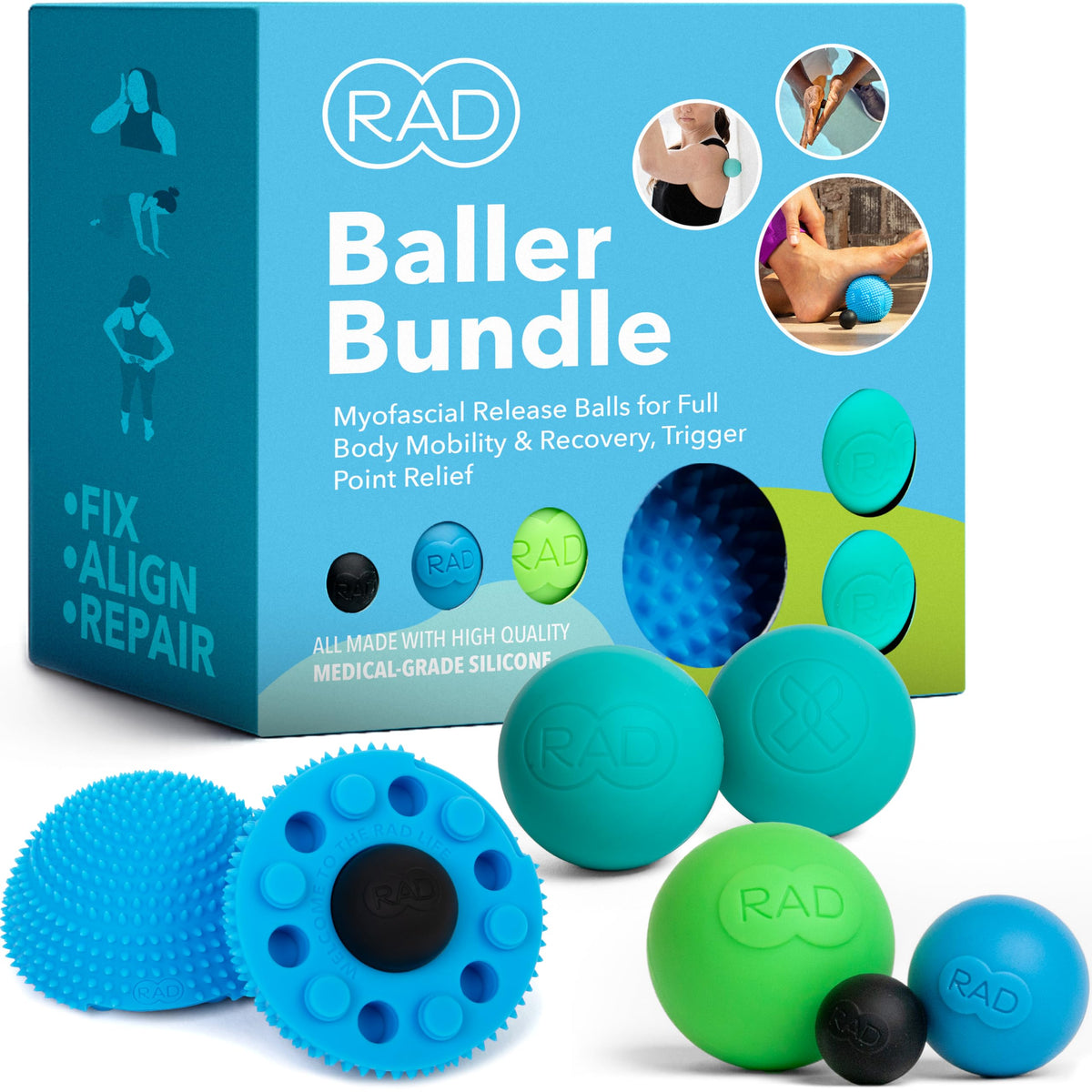 RAD The Original Neuro Ball – Foot Roller & Textured Massage Ball for Myofascial Release, Plantar Fasciitis, Hands & Face – Spiky Therapy Tool for Muscle Relief