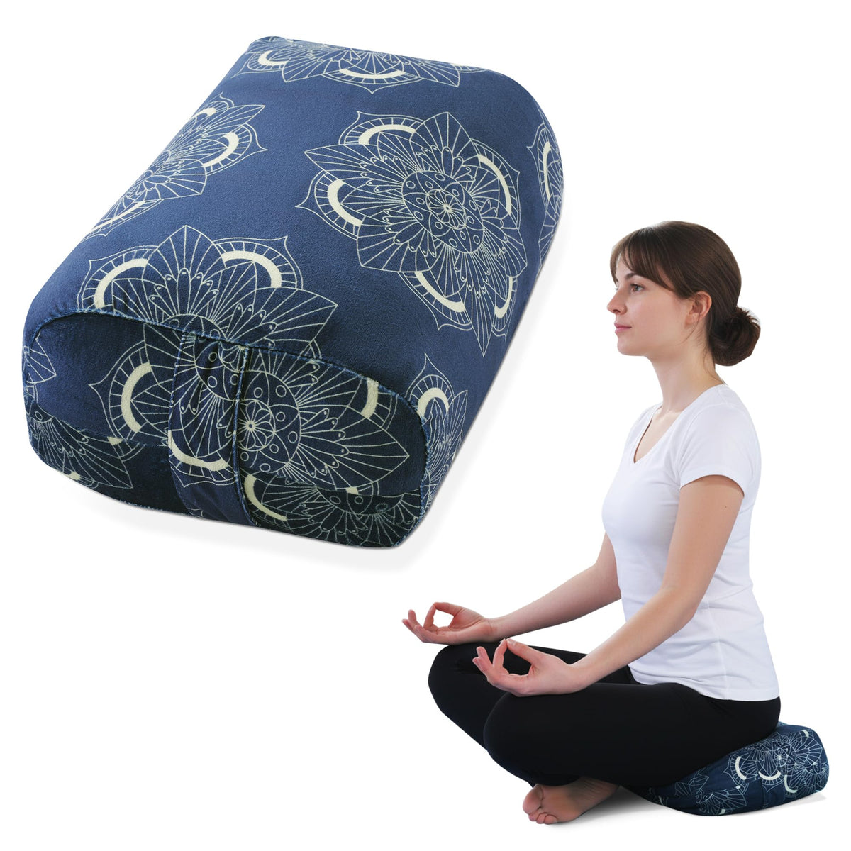MABOZOO Yoga Bolster Pillow, Rectangular Yoga Bolster for Restorative & Meditation, Professional Meditation Cushion with Carry Handle