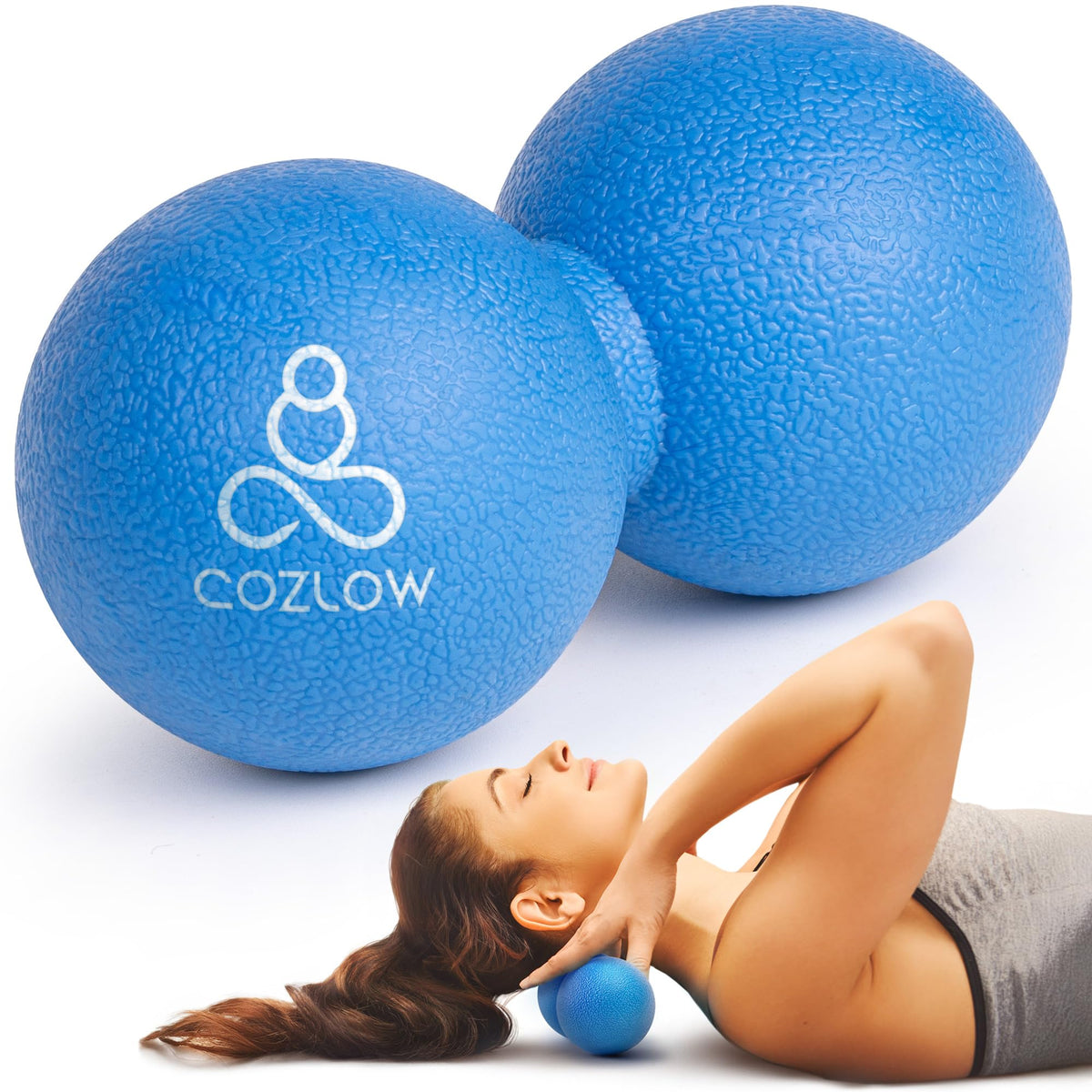 COZLOW Peanut Massage Ball - Deep Tissue Therapy, Pain Relief - Cobalt Blue