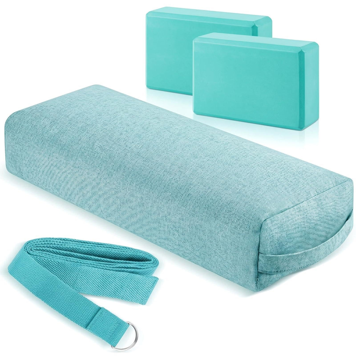 4 Pcs Yoga Bolster Pillow Blocks with Strap Set