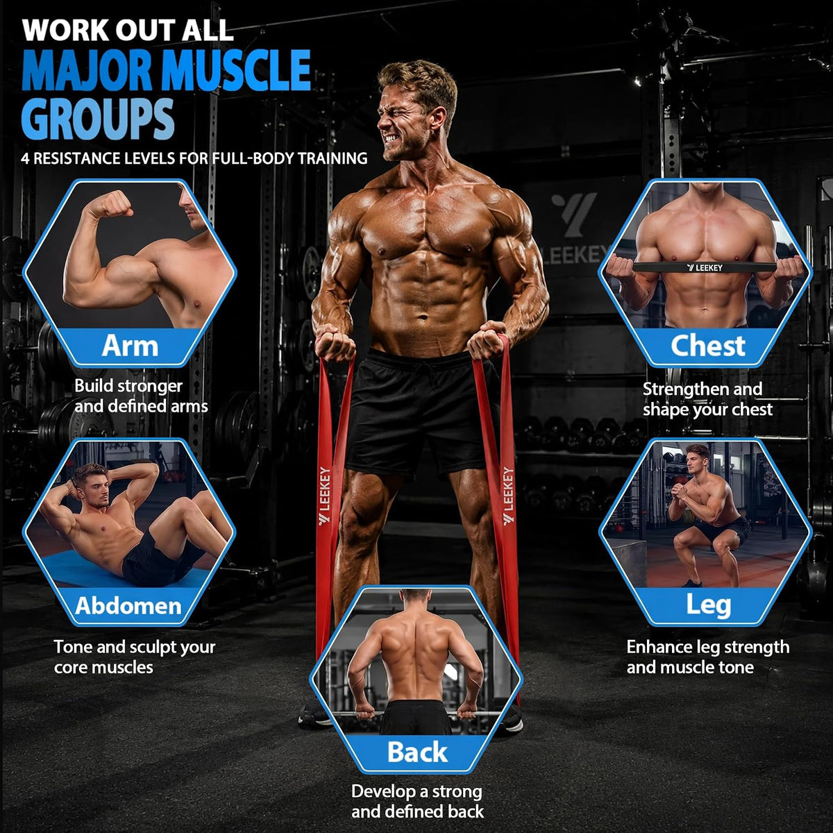LEEKEY Resistance Bands Set for Pull Up Assistance & Exercise