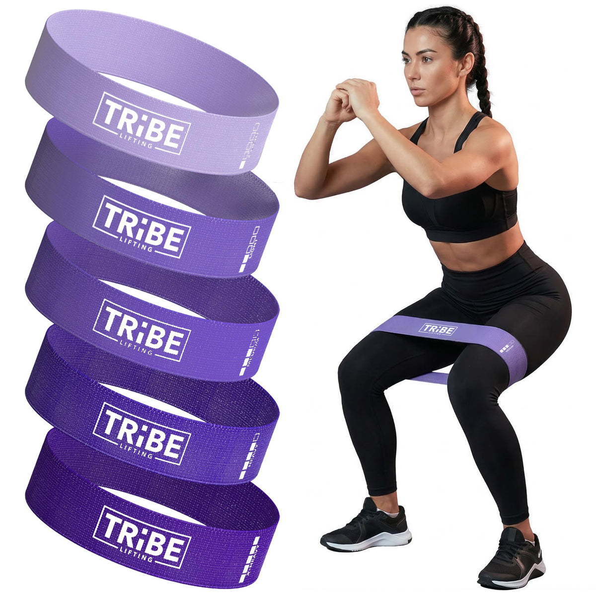 Fabric Resistance Bands for Working Out, 5-Band Set for Legs and Glutes