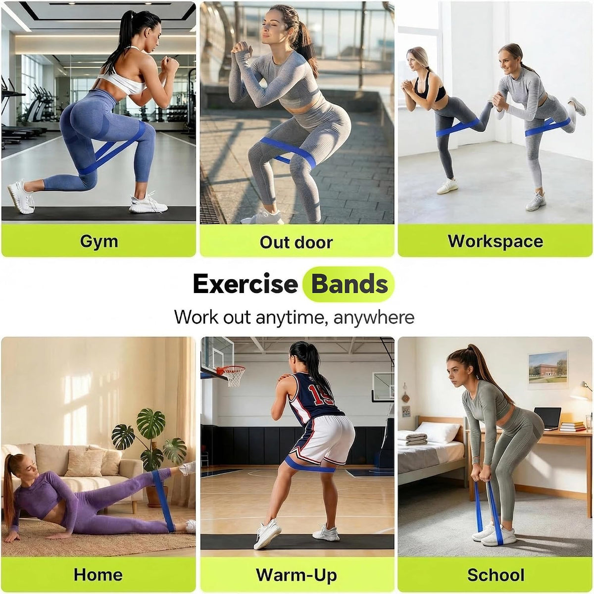 5-Pack Resistance Bands Set for Working Out, Strength Training, Stretching, Pilates, Yoga, Physical Therapy - Elastic Exercise Bands for Home Gym, Legs, Glutes, Arms - Ideal for Women & Men