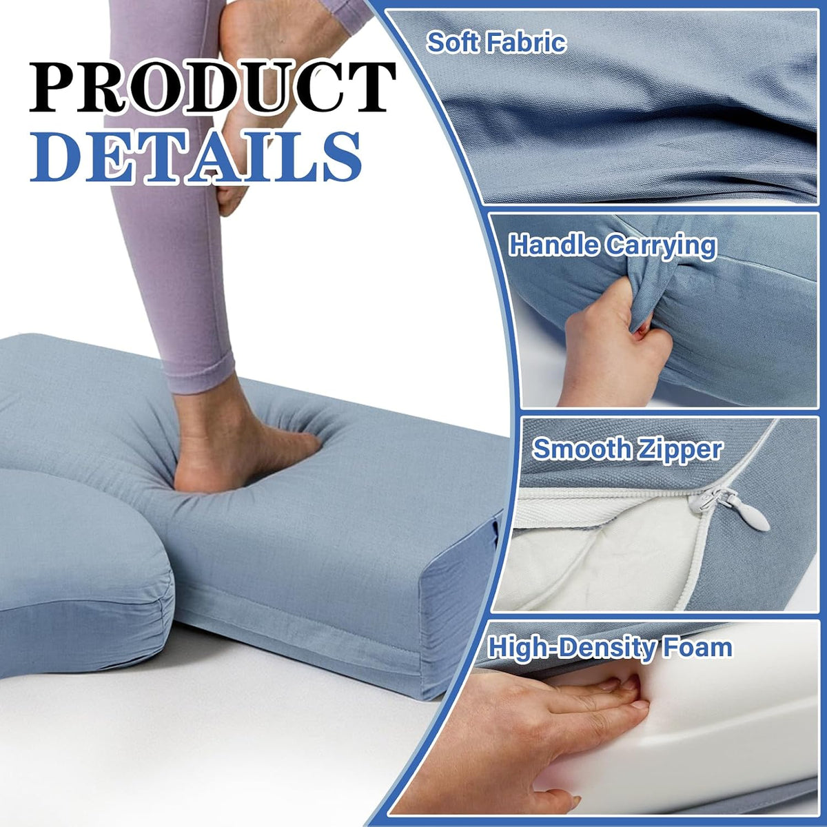 2 PCS Yoga Bolster Pillow, Rectangular Yoga Bolster Meditation Cushion with Removable Cover, The Head Pillows for Various Yoga Poses