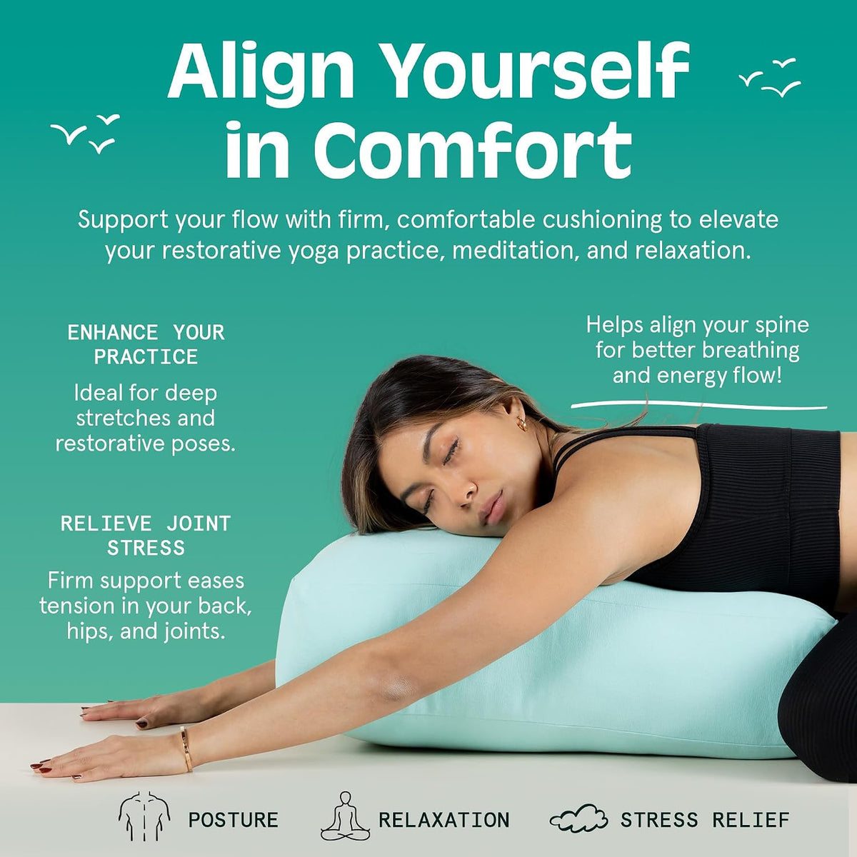 Retrospec Sequoia Yoga Bolster Pillow, Meditation Cushion, Yoga Block