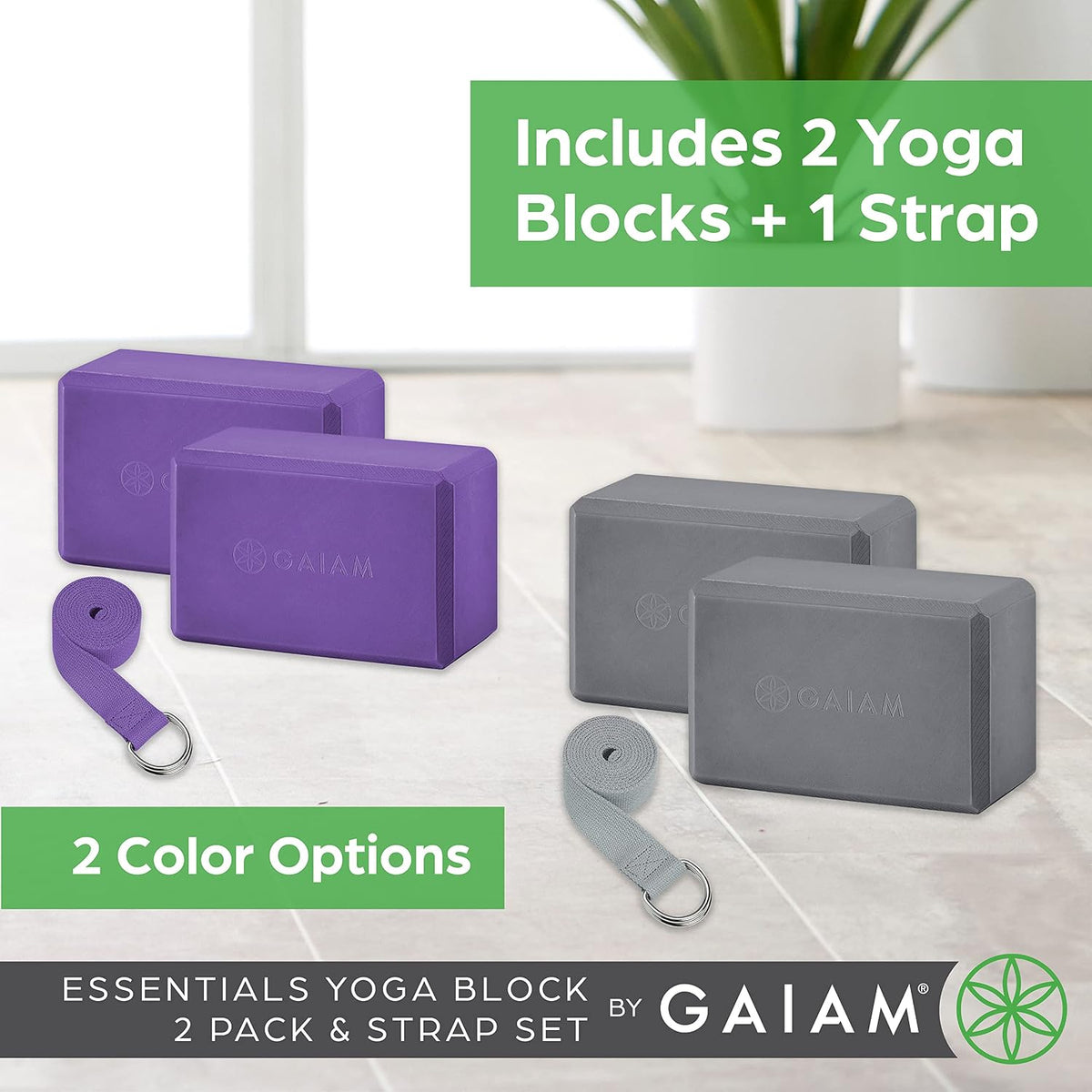 Gaiam Yoga Block - Supportive Latex-Free Eva Foam - Soft Non-Slip Surface with Beveled Edges for Yoga, Pilates, Meditation