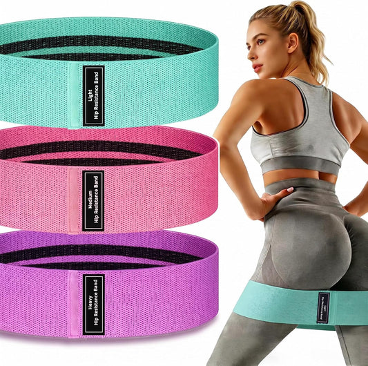 Non-Slip Fabric Resistance Bands Set, 3 Levels for Men & Women