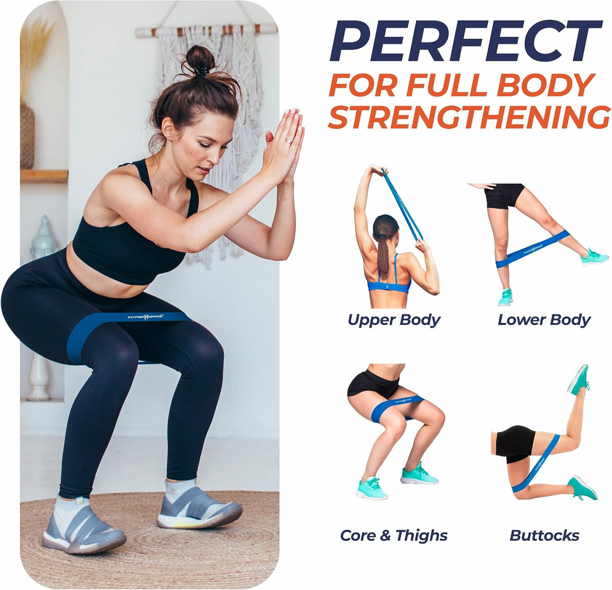 Resistance Bands for Working Out – Set of 6 Loop Exercise Bands for Legs Glutes and Core – Natural Latex Booty Band Designed by a Physical Therapist for Men and Women