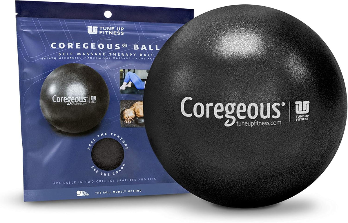 Tune Up Fitness – Coregeous Ball | Psoas Release Tool, Abdominal, Belly & Lower Back Release | Core Ball, Exercise Ball for Low Back, Stress & Digestive Relief, Improved Breathing & Sleep (Iris)