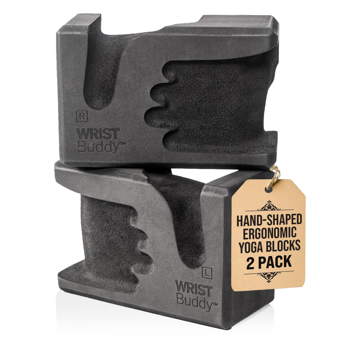 WRISTBuddy® Yoga Blocks 2 Pack, High Density Non-Slip, Hand-Shaped Design