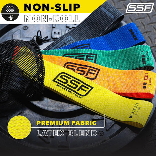 Serious Steel Fitness Fabric Mini Loop Non-Slip Resistance Band Set | Warm-Up, Physical Therapy, Glute Training, Speed and Agility Exercise Bands