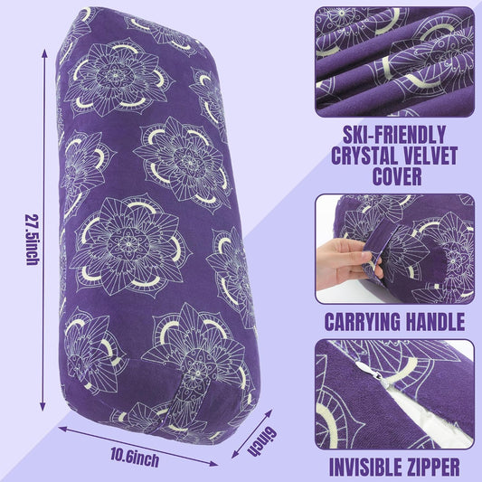MABOZOO Yoga Bolster Pillow, Rectangular Yoga Bolster for Restorative & Meditation, Professional Meditation Cushion with Carry Handle