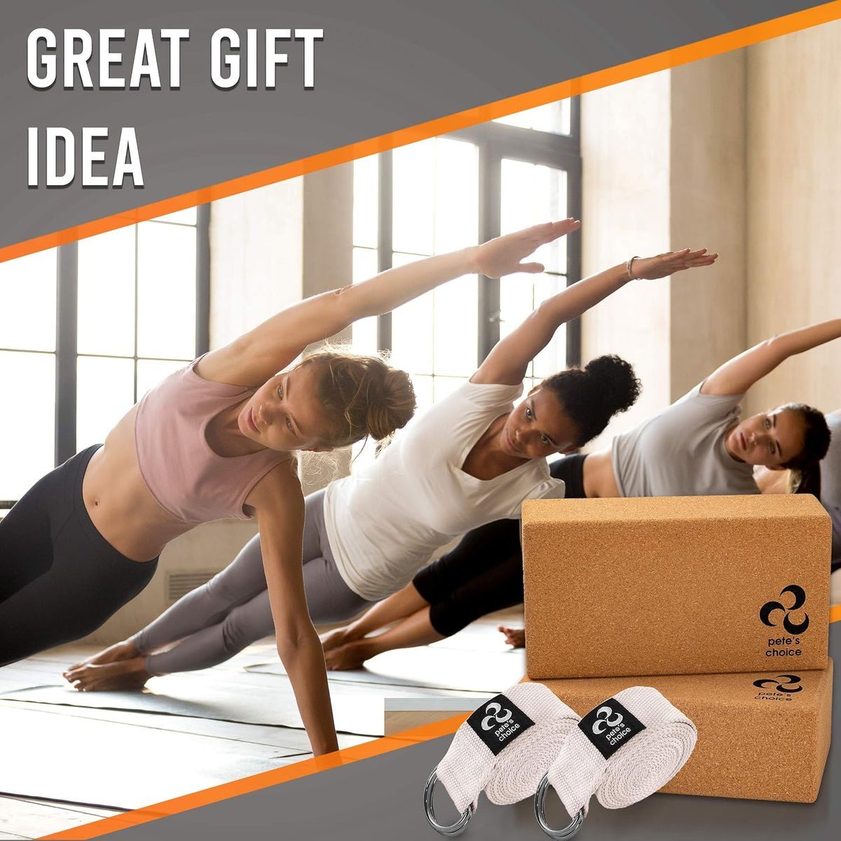 Stretching Straps and Yoga Blocks - Yoga Beginner Kit for Pilates & Gym