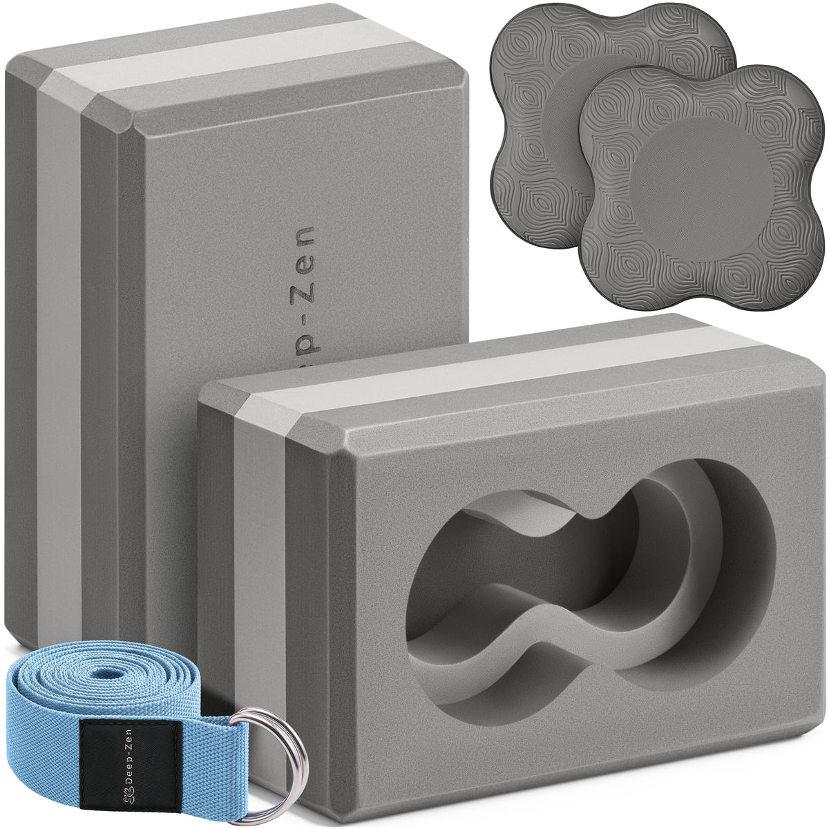 Yoga Blocks Wrist Support; Yoga Blocks 2 Pack with Knee Pads and Strap to Put Less Weight on Wrists; Durable, Versatile Yoga Brick Exercise Block Set, Blocks Yoga
