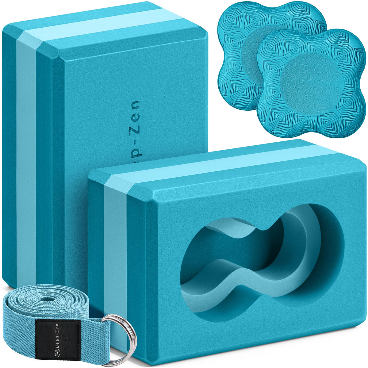 Yoga Blocks Wrist Support; Yoga Blocks 2 Pack with Knee Pads and Strap to Put Less Weight on Wrists; Durable, Versatile Yoga Brick Exercise Block Set, Blocks Yoga