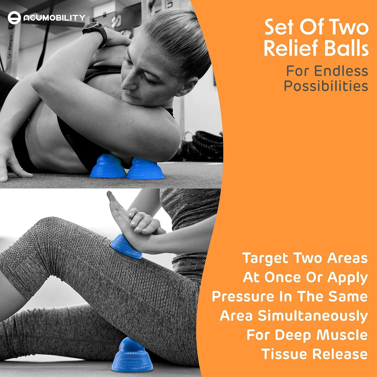 Acumobility Massage Ball Roller 2 Pack - Trigger Point - Massage Balls