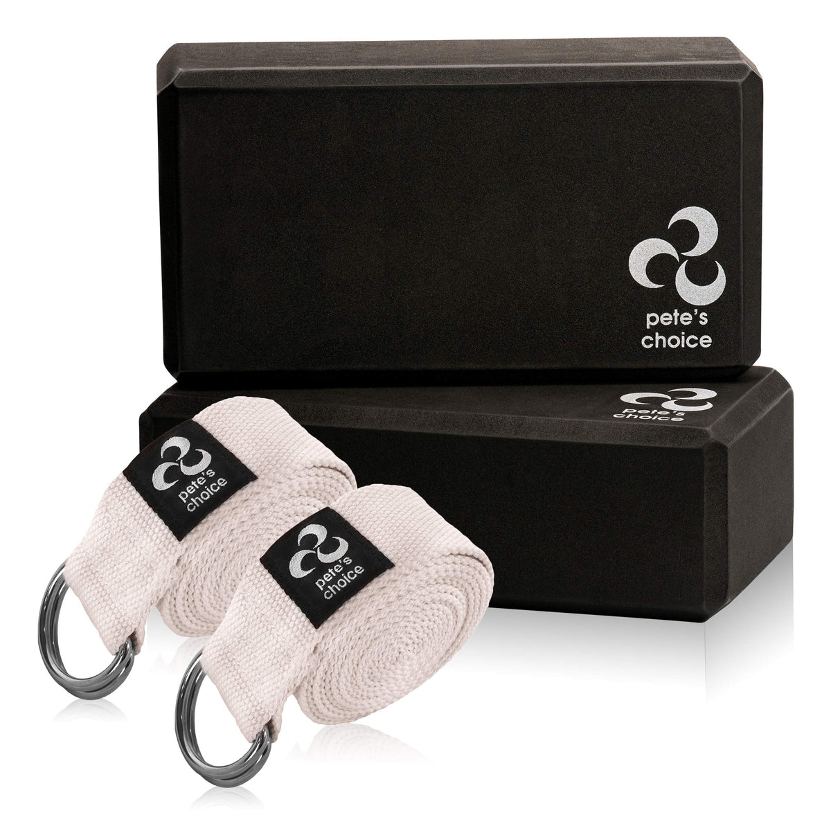 Stretching Straps and Yoga Blocks - Yoga Beginner Kit for Pilates & Gym