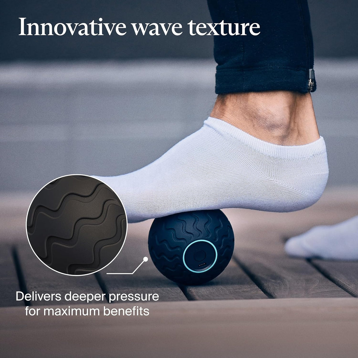 Therabody WaveSolo - Handheld Bluetooth Enabled Massage Device, Ultra Portable Vibration Therapy Ball w/QuietRoll Technology & 3 Customizable Vibration Frequencies